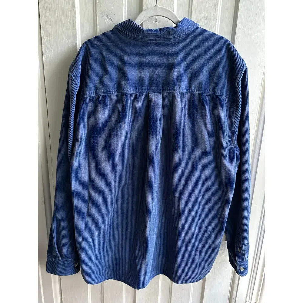 Urban Outfitters Blue Corduroy Button-Front Shirt Jacket Size Large